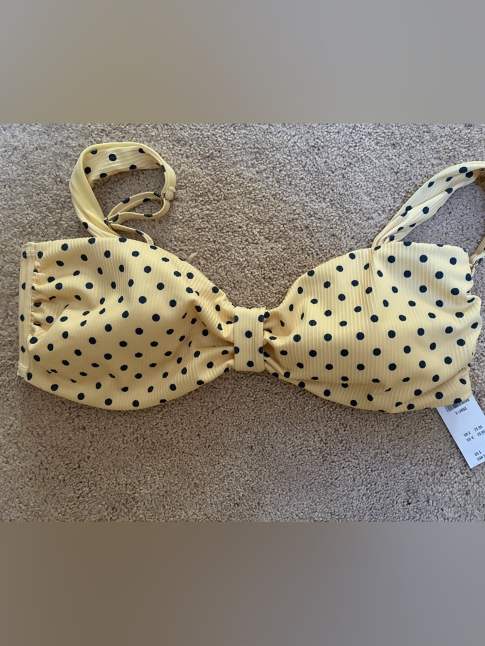 Hollister polka dot bikini top yellow size XL NWT